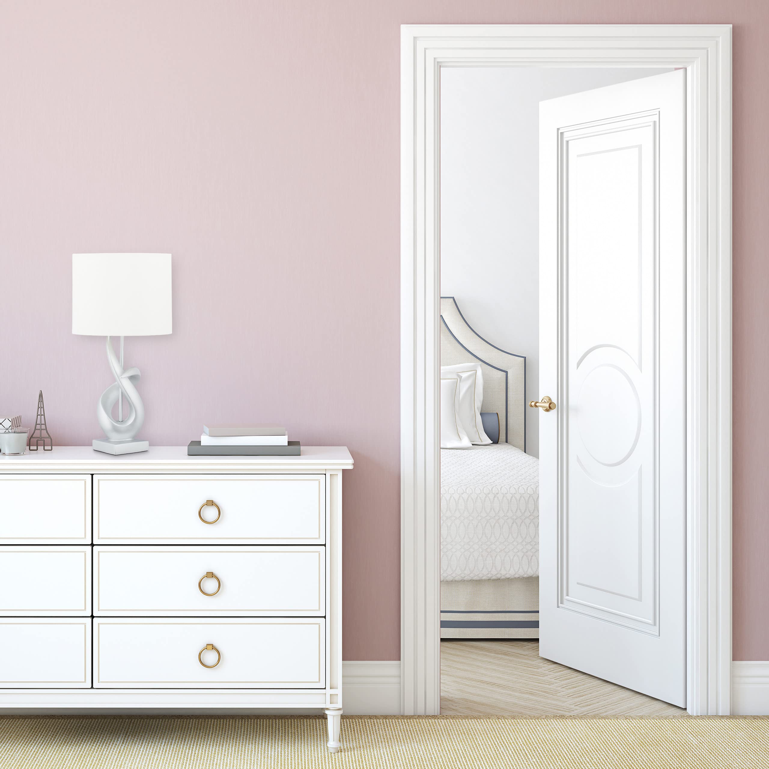 Relaxdays Lampada da Tavolo, Moderna, Design Elegante, Paralume in Stoffa, E27, Decorazione, 50 x 25 cm, Argento/bianco
