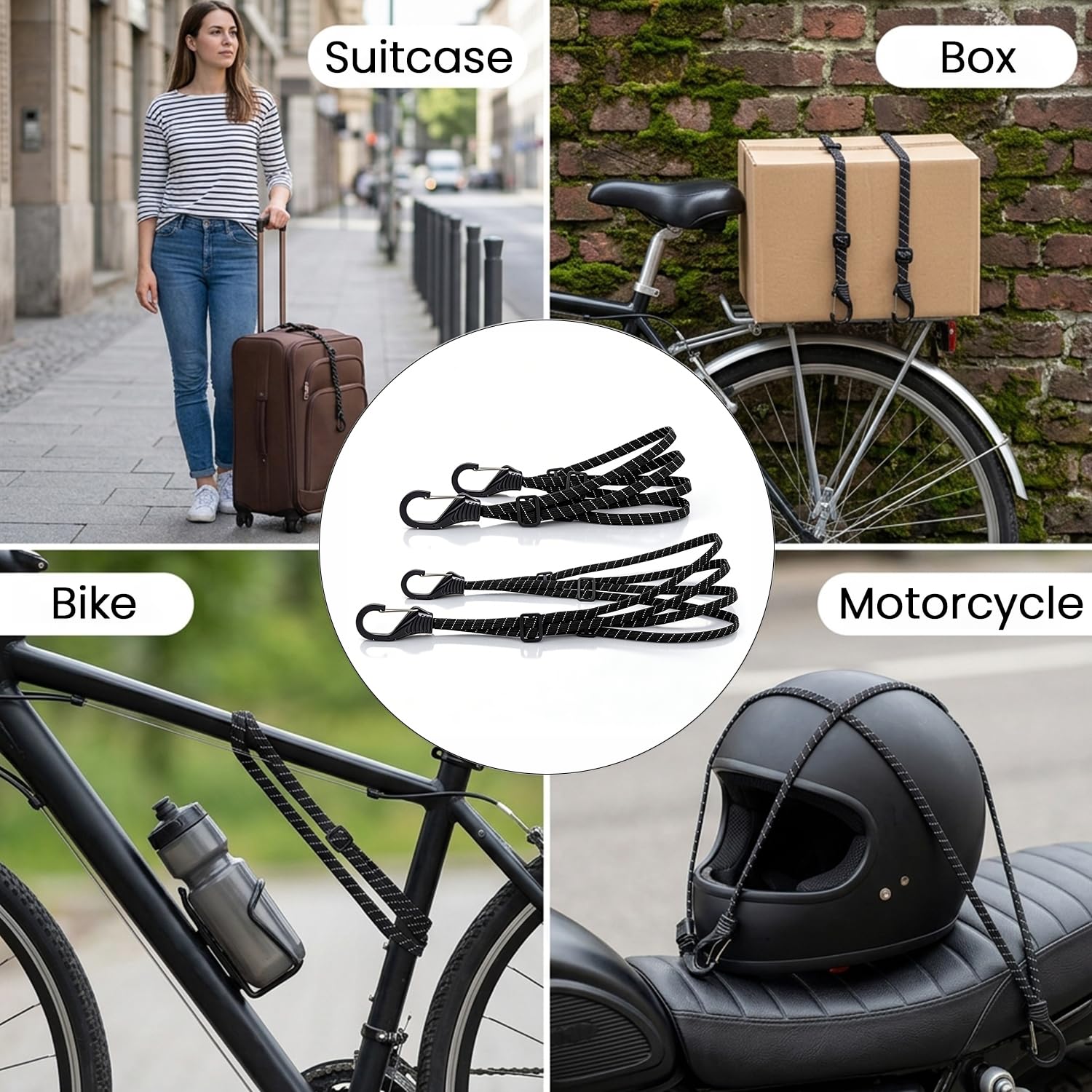 STHIRA 2Pcs Bungee Cord for Bike Luggage 60/90cm Elastic Strap — Amazon image 7
