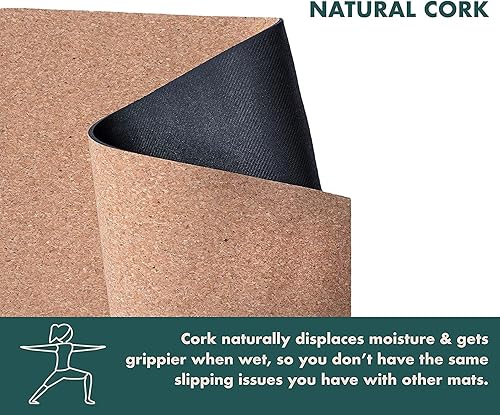 Miniatura 6 de GURUS Sweat Proof Durable Cork Yoga Mat Thick Non Slip Exercise Mat for Home Workout