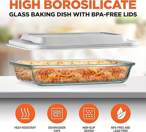 Miniatura 4 de SereneLife SL4PBK22 - Juego de 4 juegos de borosilicato alto con tapa de polietileno, resistente al calor, diseño antideslizante, cómodo de usar y