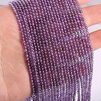 Vista 2 de Cuentas redondas de amatista natural para hacer joyas, pulseras, collares (0.079 pulgadas), 2 hebras