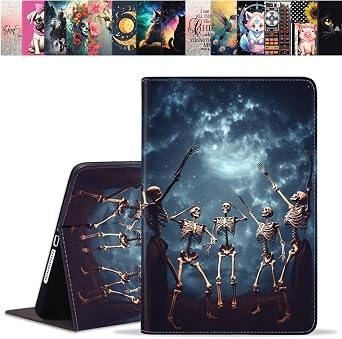 Case for iPad 6th/5th Generation 2018/2017, 9.7 Inch, iPad Air 2/iPad Air 1 9.7 Inch, Premium PU Leather Folding Stand Case with Auto Sleep/Wake - A Group of Skeletons