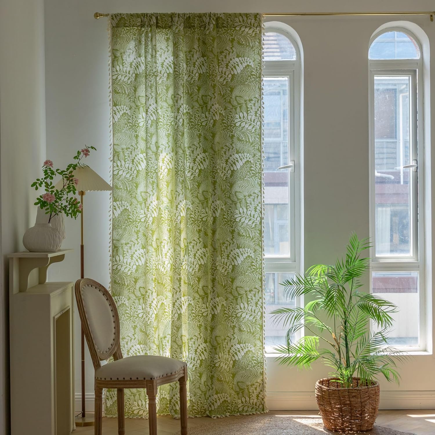 Leaf Curtains Vintage Garden Plants Herbs Botanical Classic Design Art Window Treatments Short Curtain for Living Room Bedroom 150(W) x140cm(H) 59(W) XX55INCH(H)