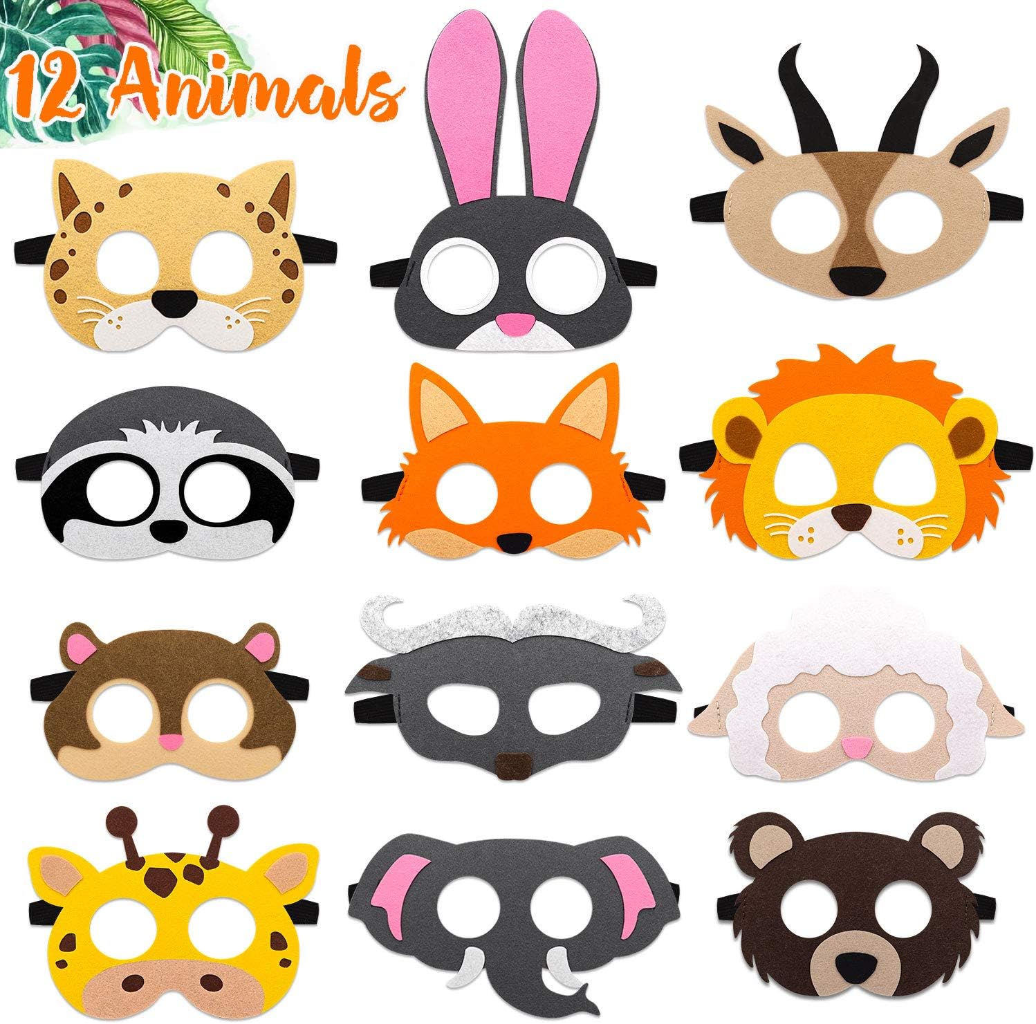 amazon com animals felt masks for kids jungle safari forest friends party masks zoo animal theme birthday party favors cosplay masks for children 12pcs toys games