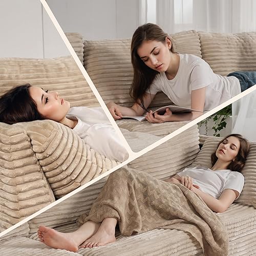 Miniatura 6 de Sofá modular modular en forma de L, cómodos sofás seccionales de gran tamaño para sala de estar, sofá cama convertible con diván para apartamento