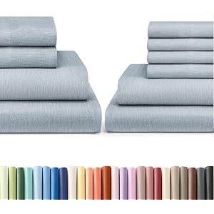 CGK Unlimited 4 Piece + 6 Piece King Bed Sheets Set - Heathered Blue