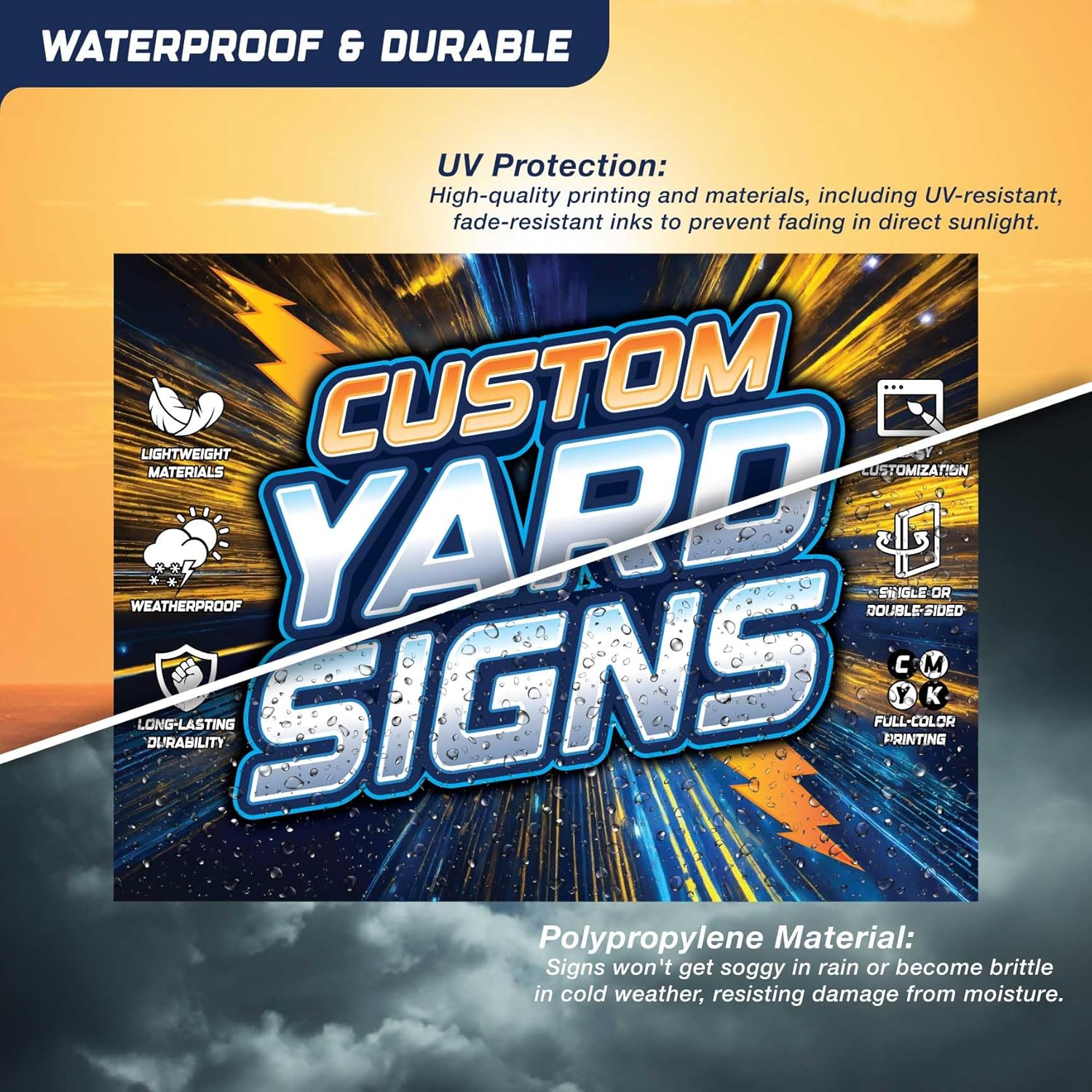 12-Pack of Full-Color 16x12 Custom Yard Signs, UV Ink Printed Full Color on White 4mm Coro.