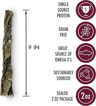 Wild Eats Cod Skin Twists 2 oz Bag, Single Ingredient Dog and Cat Treats | Sustainably sourced from North Atlantic waters, chews and snacks perfect for training sessions and everyday reward moments