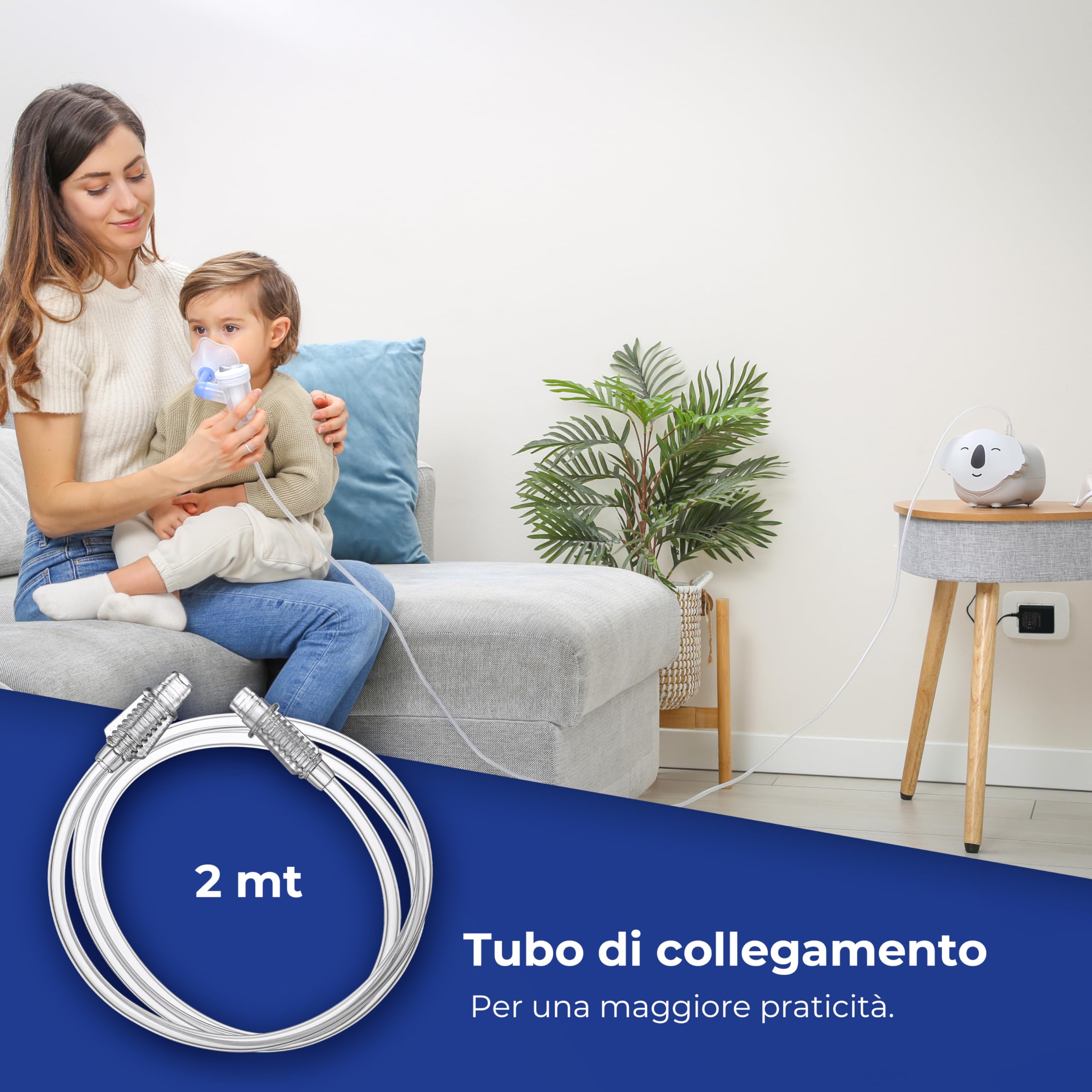Flaem, Koala, Aerosol Veloce, Efficace e Divertente, Macchina Aerosol Adulti e Bambini Certificata, con Ampolla a 2 Velocità, Comode Mascherine Soft Touch e Filtro dell'Aria, Made in Italy