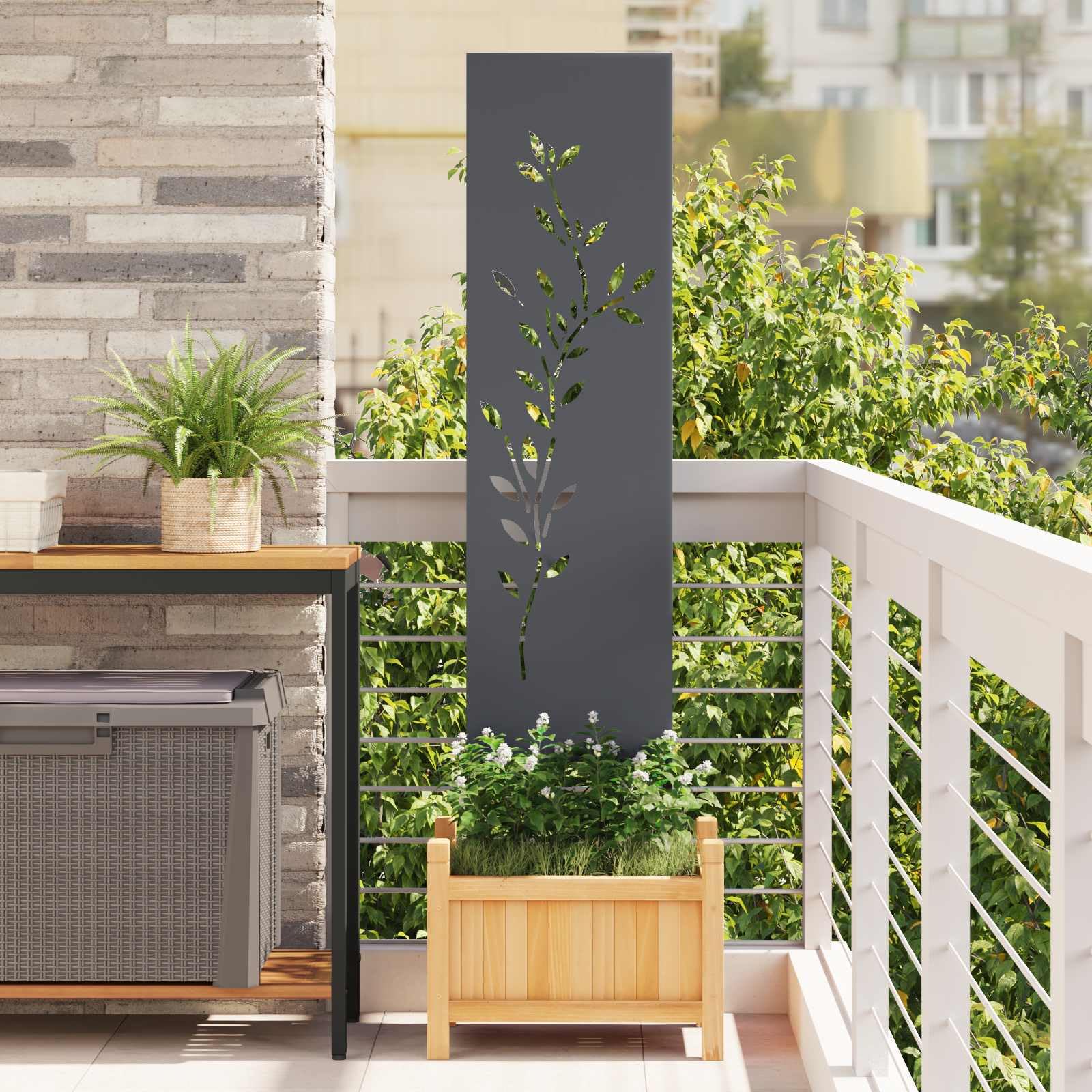 vidaXL Garten Sichtschutz-Leinwand Floral Anthrazit 32 x 140 cm
