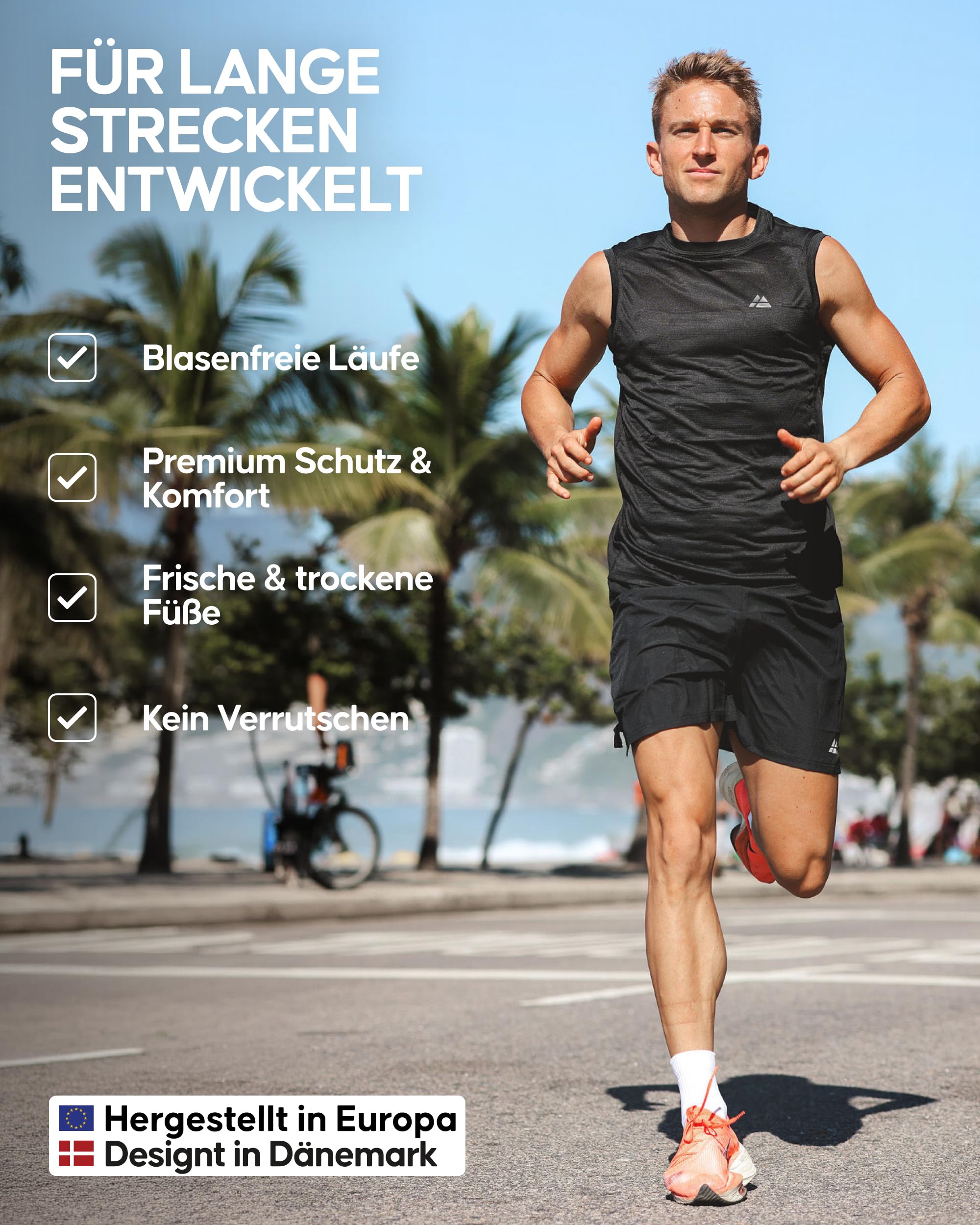 DANISH ENDURANCE Quarter Laufsocken, Knöchelhohe Sportsocken, Atmungsaktive Socken, Leichte Kompression, Gepolstert & Anti-Schweiß, Damen & Herren, 5 Paar