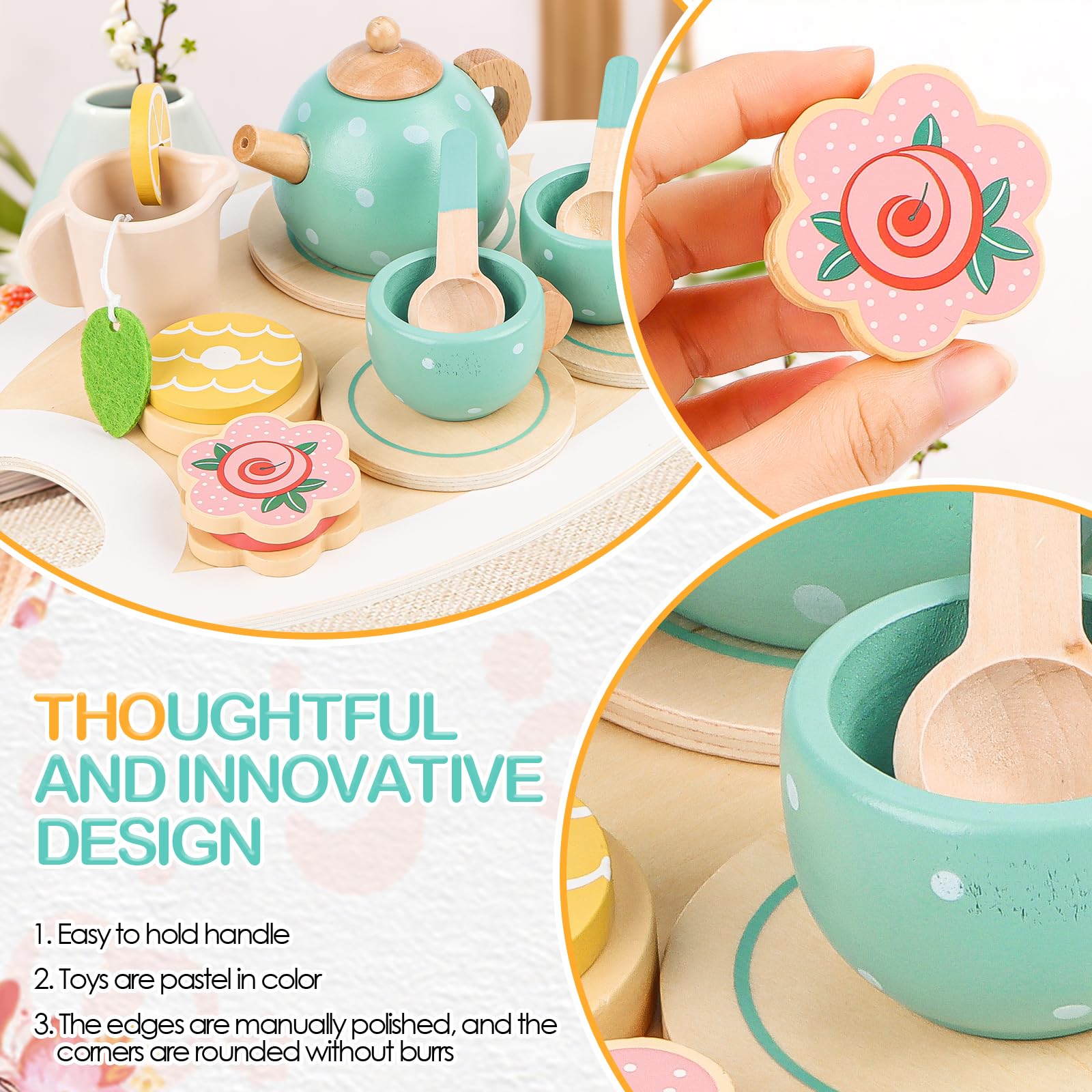 Accessori da cucina per bambini, set da tè in legno, giochi di ruolo, lavello da cucina in legno, regalo per bambini e bambine