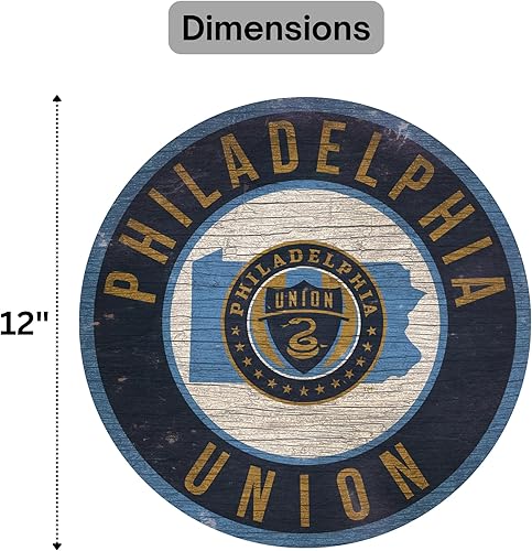 Miniatura 23 de Fan Creations Letrero redondo de madera de New York Red Bulls FC MLS, decoración de pared redonda de 12 pulgadas, muestra tu espíritu RBNY y decora