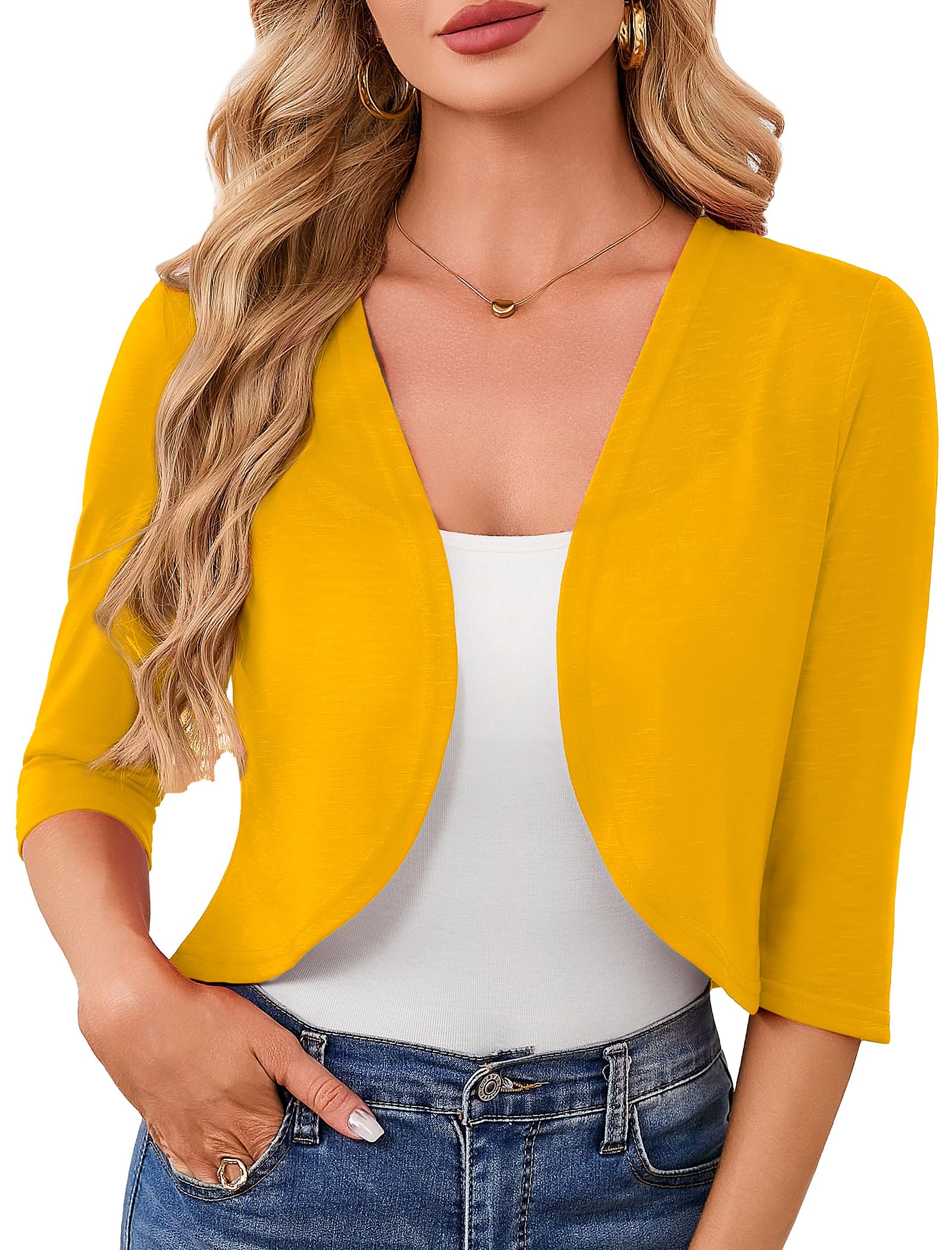 Women Shrug Summer Short Cardigan Short Sleeves Cropped Cardigan Lightweight Casual Open Front Sheer Bolero Jacket for Dresses,S-XXL