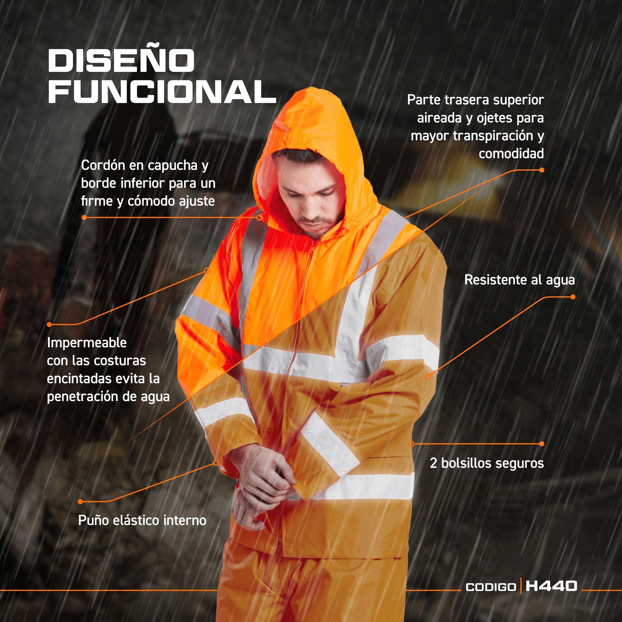 Portwest Chubasquero Alta Visibilidad Amarillo XL H440YERXL