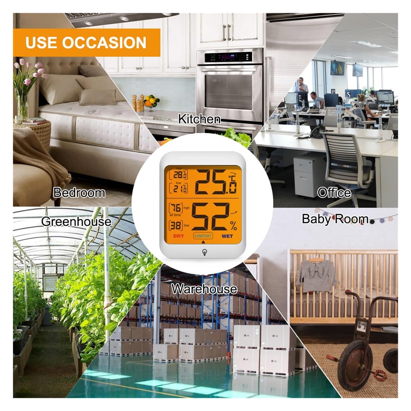 Thermomètre Numérique Hygromètre Rétro-éclairage Intérieur Température Et Humidité Moniteur Station Météo Précis Rapide Surveillance Temps Réel