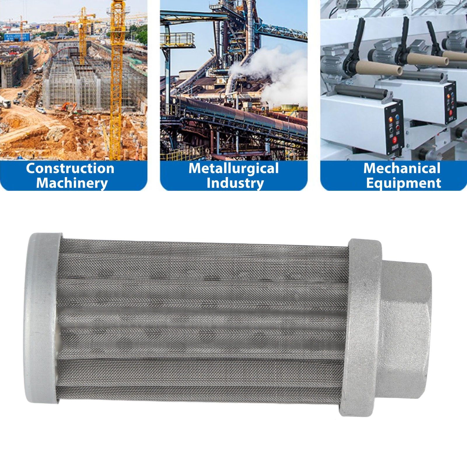 Generic Crépine D'aspiration Hydraulique Efficace en Acier Inoxydable, Large Application, Filtre à Carburant D'aspiration, Connexion Tubulaire pour Machines Lourdes (taille : 3,3" X 1,4")