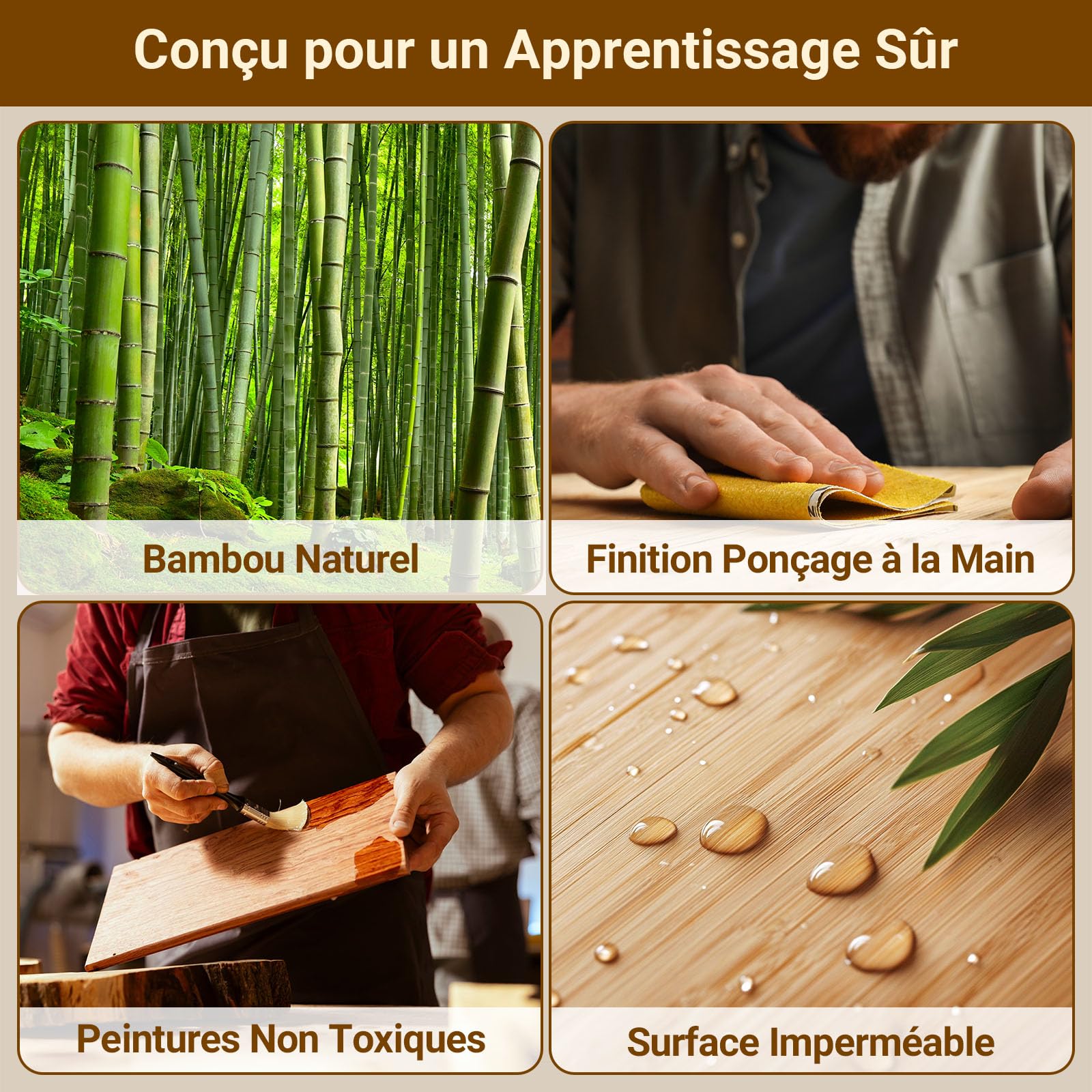 COSYLAND Tour d’Apprentissage Montessori pour Enfants, Sûre et Stable, Learning Tower Couleur Naturelle