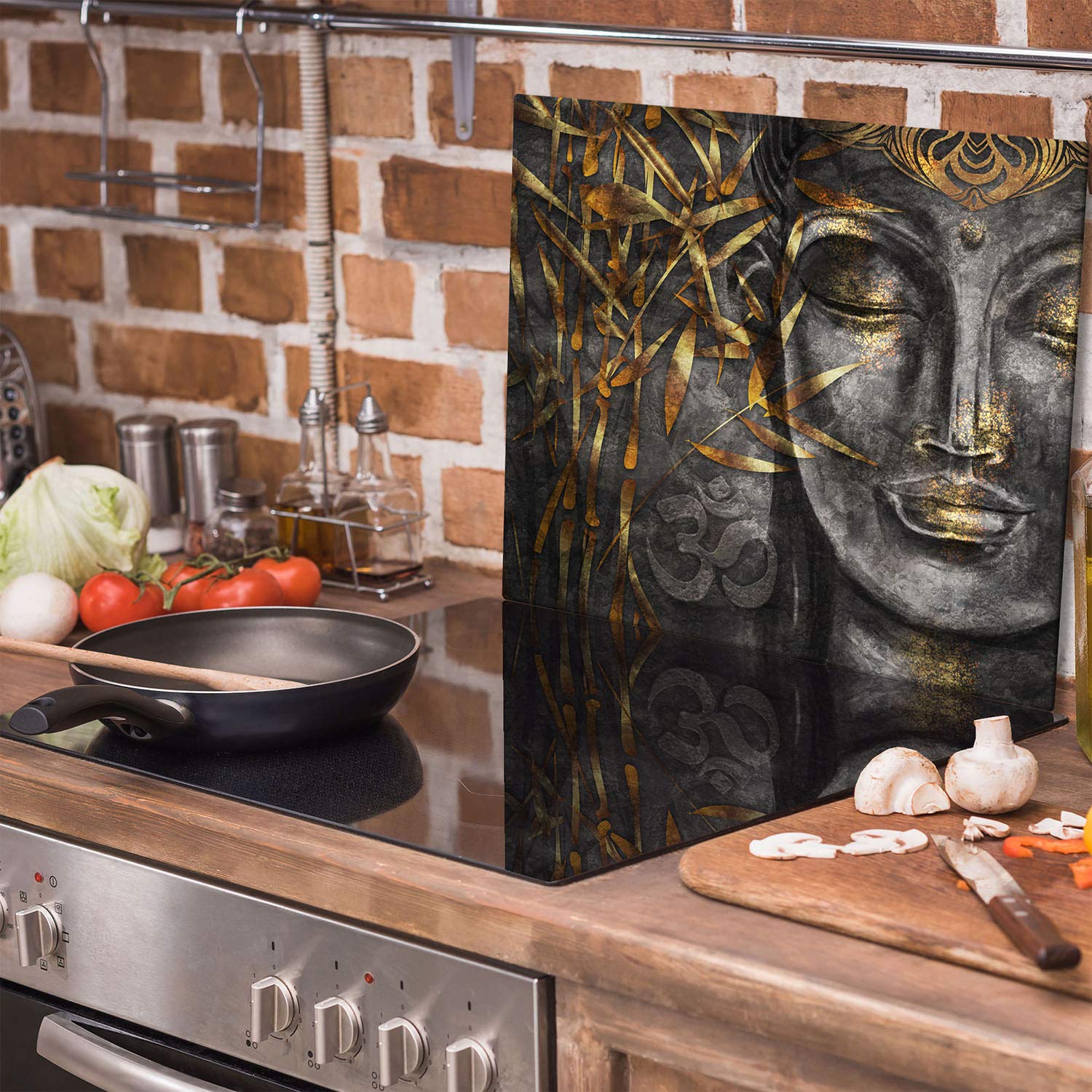 TMK - Plaque de Protection pour Cuisinière 60 x 52 cm - Protege Plaque Induction En Verre - Protection Contre les Éclaboussures - Plaque à Découper Décorative