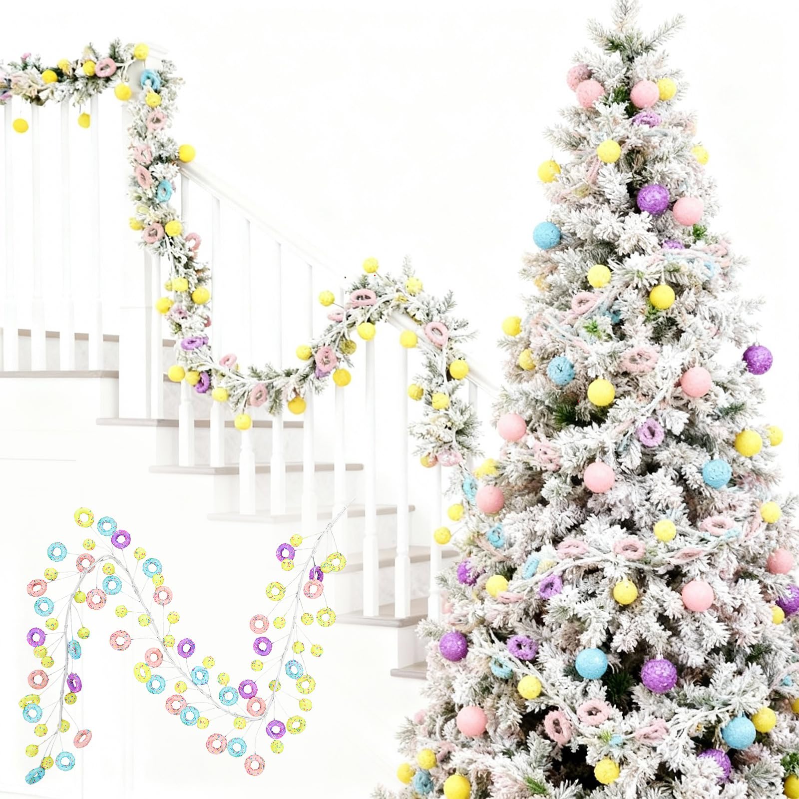 Guirlande de Noël beignets bonbons macarons décoration pour couronne festive