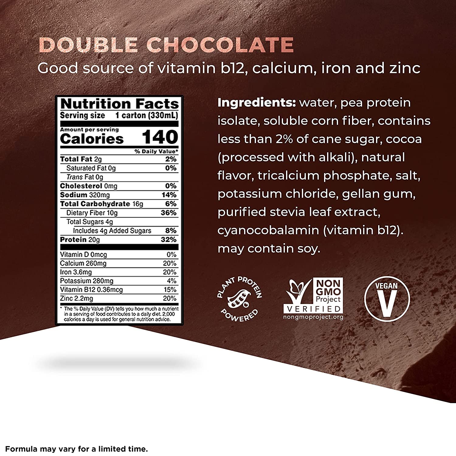 Evolve Plant Based Protein Shake, Double Chocolate, 20g