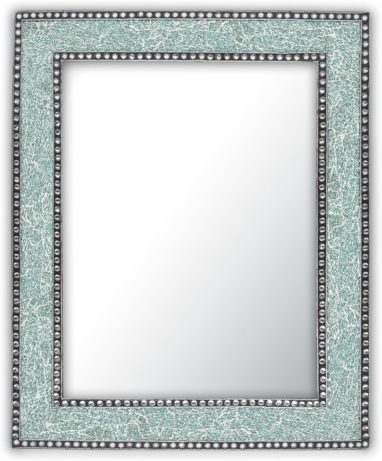 Mint Green Crackled Glass Decorative Wall Mirror - 30X24 Mosaic Glass Wall Mirror, Vanity Mirror, Glamorous (Mint Green)