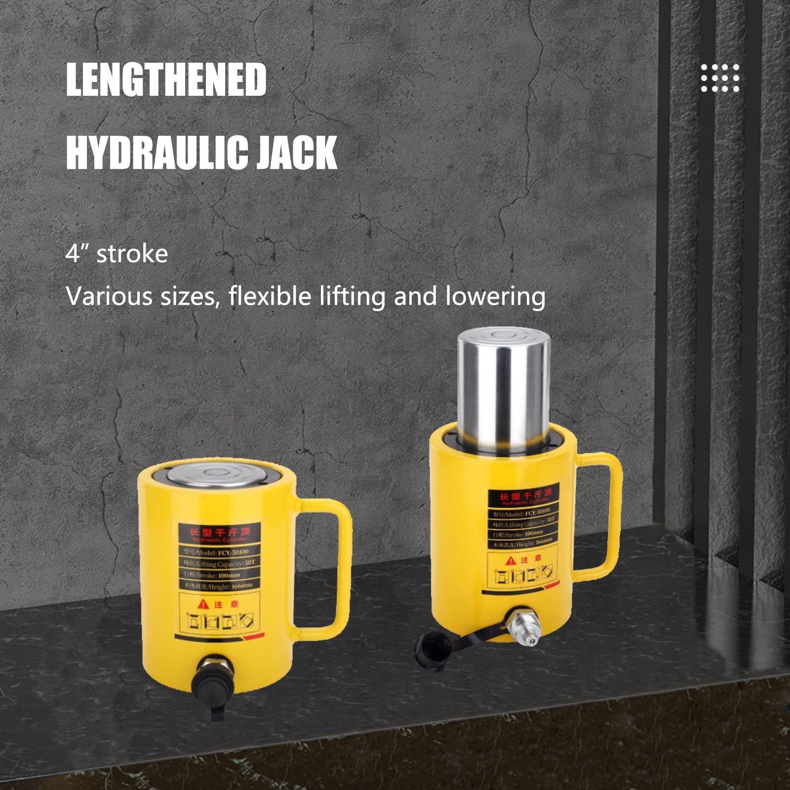 30T Hydraulikzylinder Wagenheber mit Handpumpe, 10.2 cm Hub, automatischer einziehbarer Wagenheber für Bauschiffe Brücken