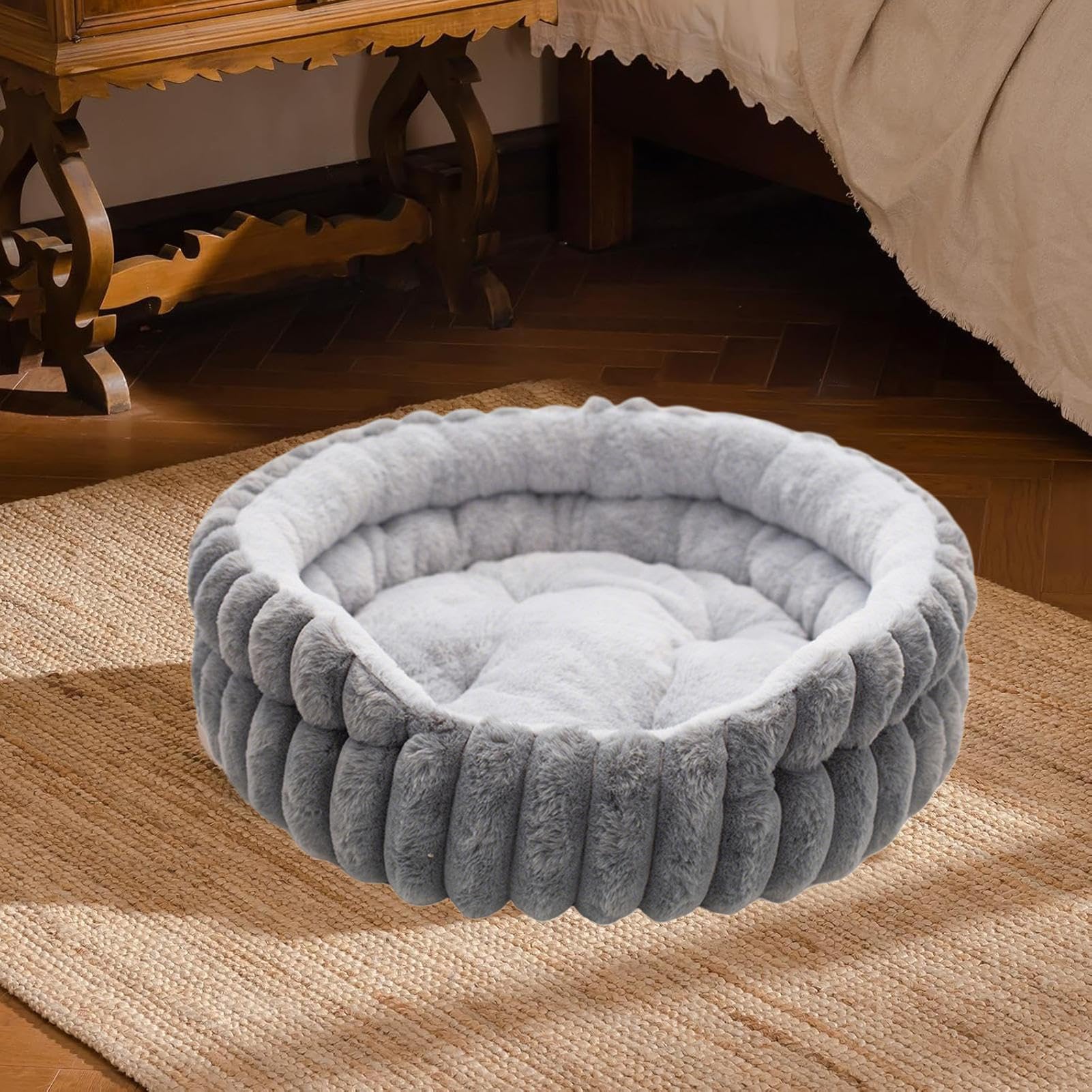 Katzenbett | Katzenstreu für Katzen im Innenbereich – Daunenjacke, rund, warm, maschinenwaschbar, für Katzen, Welpen, Schlaf, Reisen, Winter