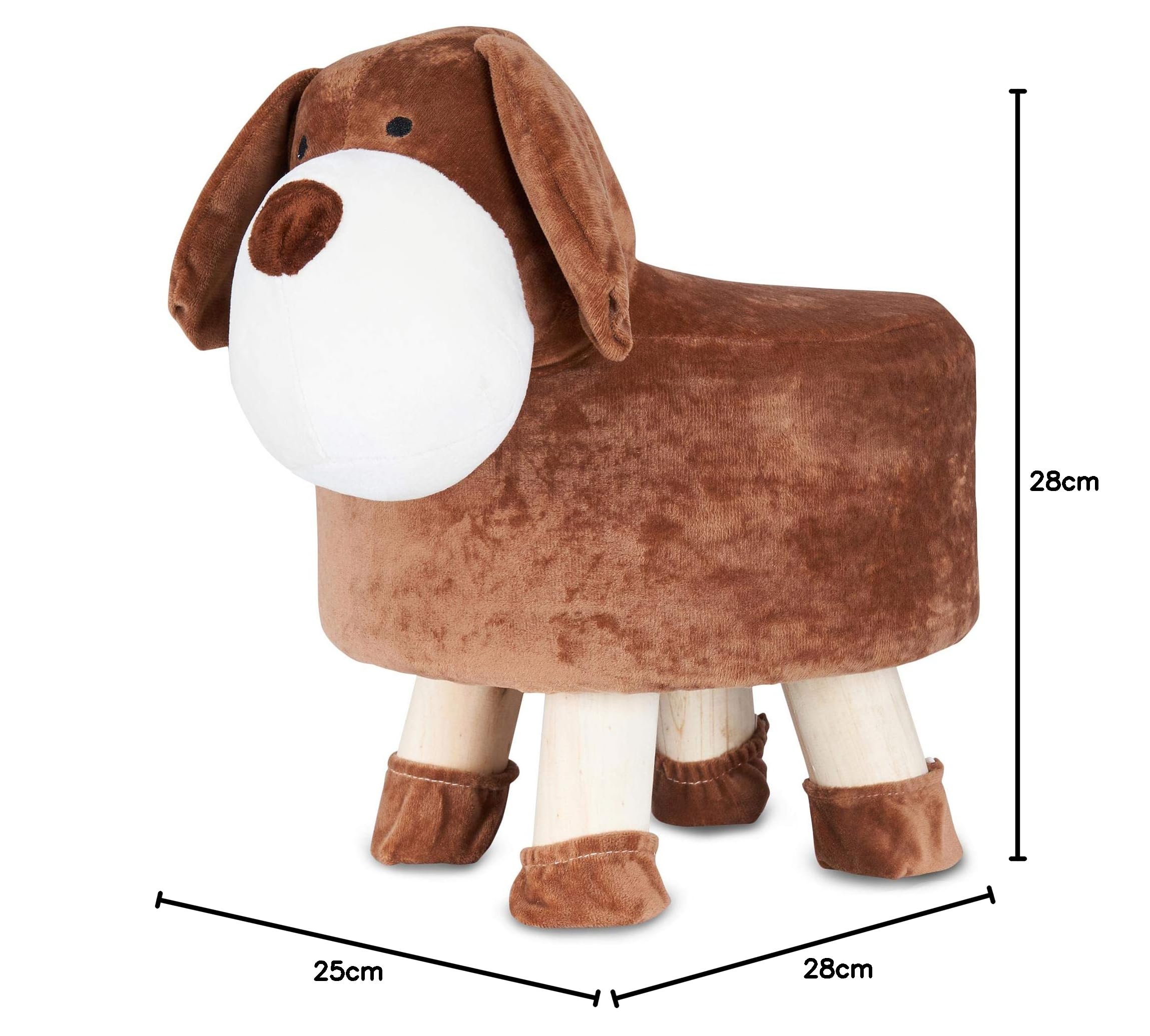 levandeo Hocker Hund H25cm Braun Plüsch Polsterhocker Kinderzimmer Tierhocker Dekositz Sitzgelegenheit Dekoration Einrichtung