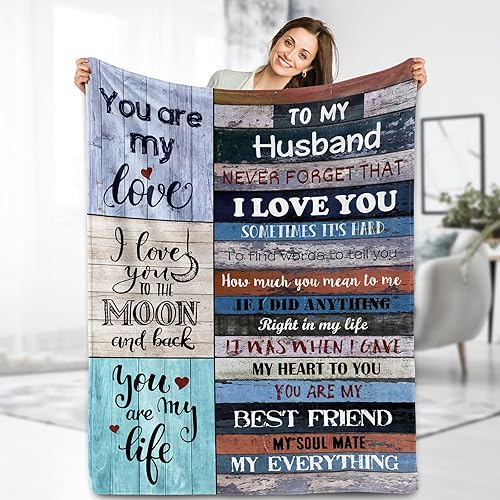 Aimego Regalos para marido, manta de forro polar, regalos de cumpleaños para hombres, regalos románticos de aniversario para él, regalos para marido