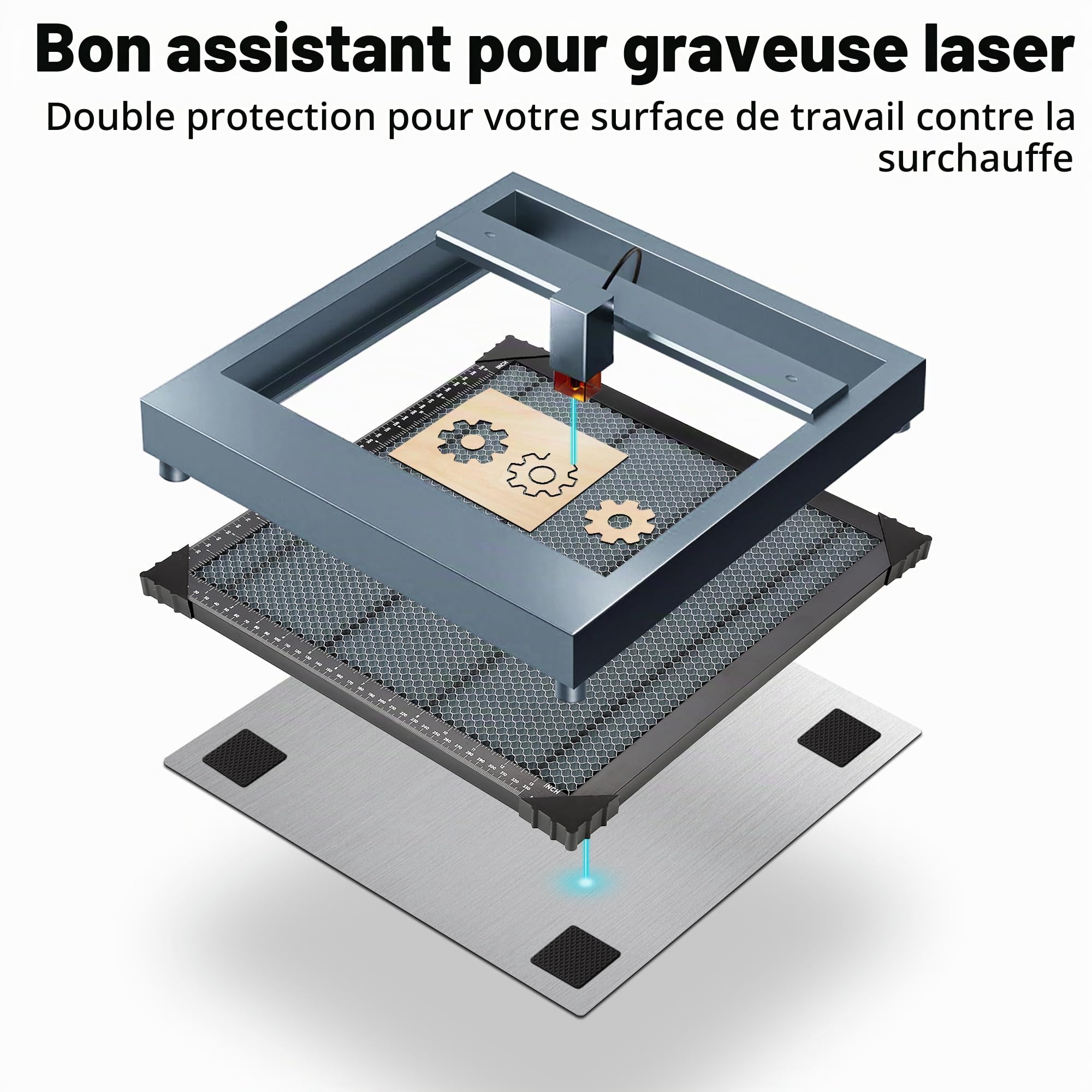 Honeycomb Table de travail pour machine à graver laser 300x300x22mm, Table de Lit Laser en Nid d'Abeille Avec plaque en aluminium Dissipation Rapide de la Chaleur, Compatible avec Différen