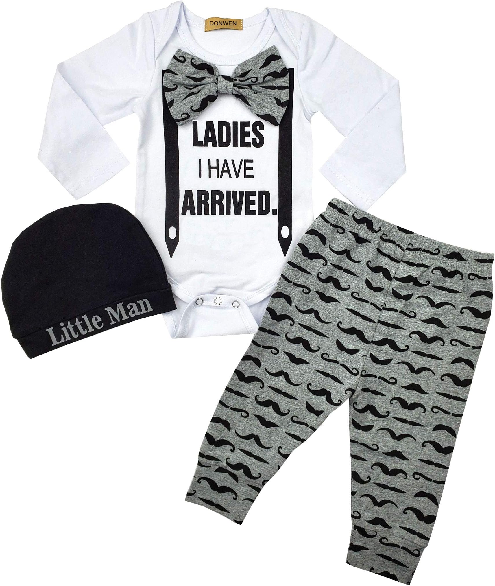 Baby Boy Clothes Newborn Boy Outfits Letter Print Romper + Pants + Hat Clothing Sets