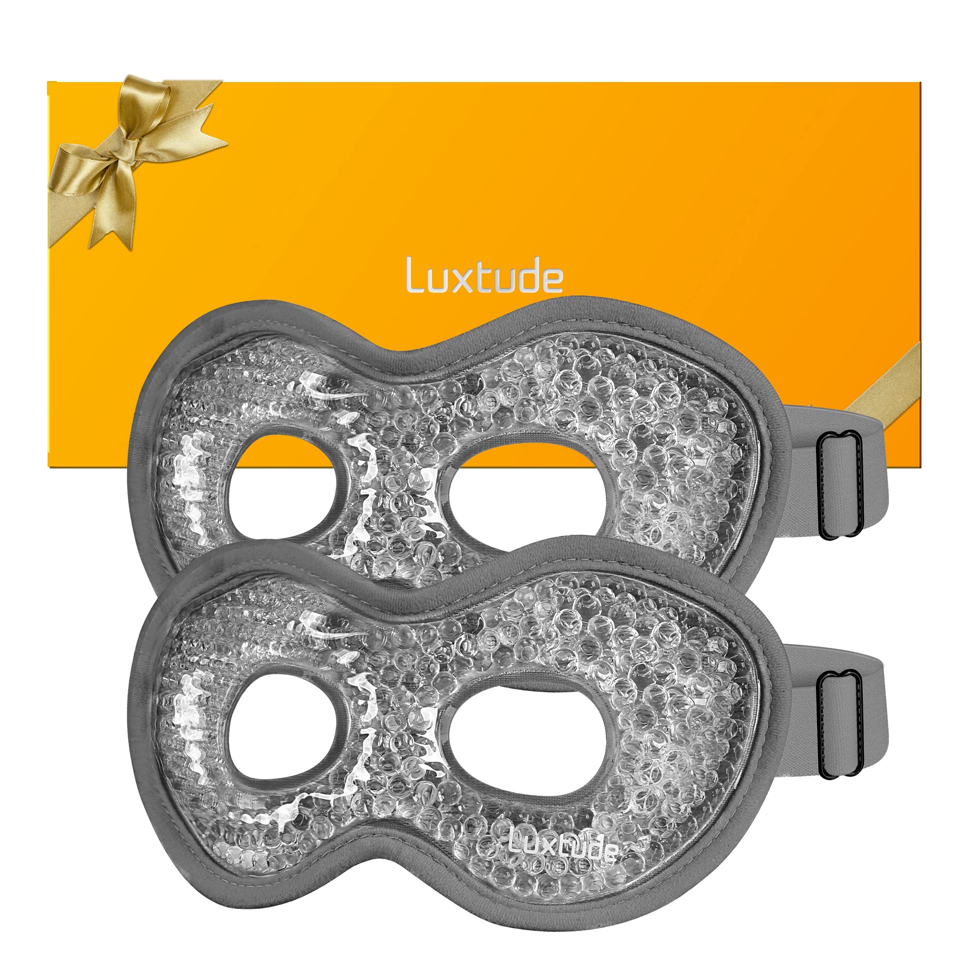 Luxtude Gel Eye Mask Cooling Eye Masks for Dry Eyes 2PCS, Hot Cold Eye Ice Pack Reusable Cold Eye Mask, Frozen Cold Eye Compress for Puffiness/Dark Circles/Headaches/Skincare/Tired Eyes (Gray)