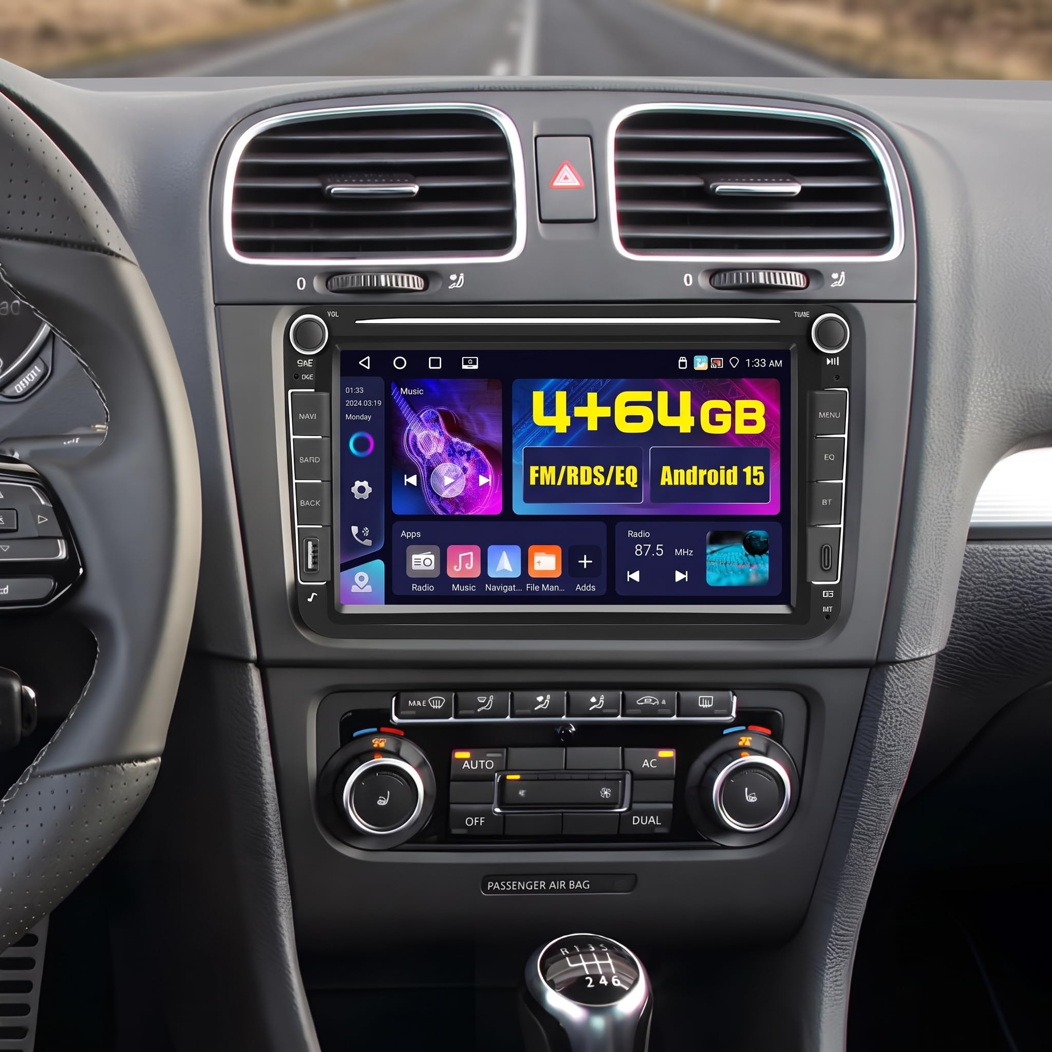 4+64G 8" Radio para VW Golf 5 Golf 6 Polo Skoda Passat Tiguan Touran | Wireless Autoradio 2 DIN GPS Navi Bluetooth 5.0 5G WiFi FM/RDS Cámara Trasera Control del Volante 4+64G