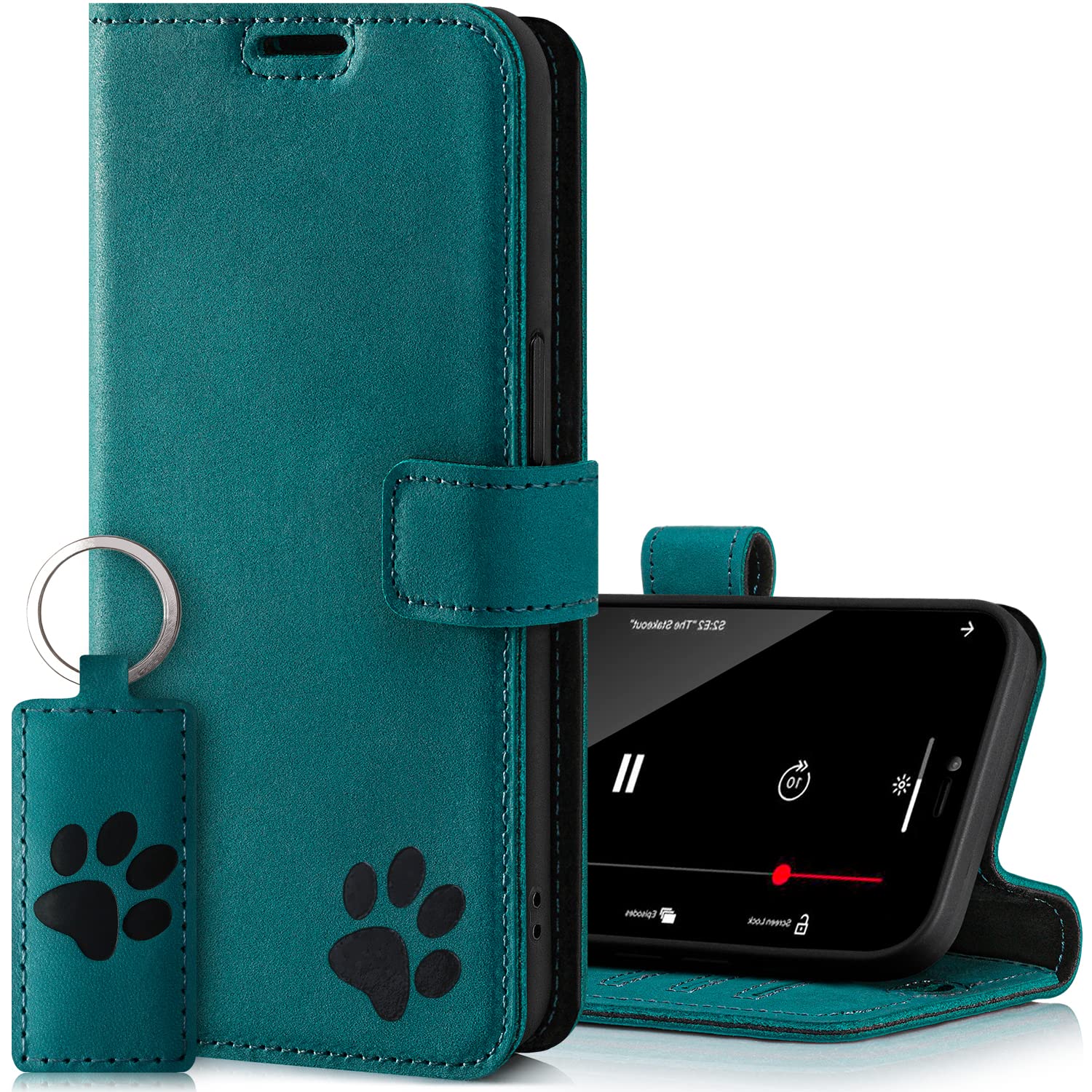 Surazo Leather Wallet Mobile Phone Case Compatible with Samsung A14 5G - Flip & Fold Smartphone Case with Stand, RFID Blocker, Magnet Closure, 3 Slots for Bank Cards - Handcrafted European Leather