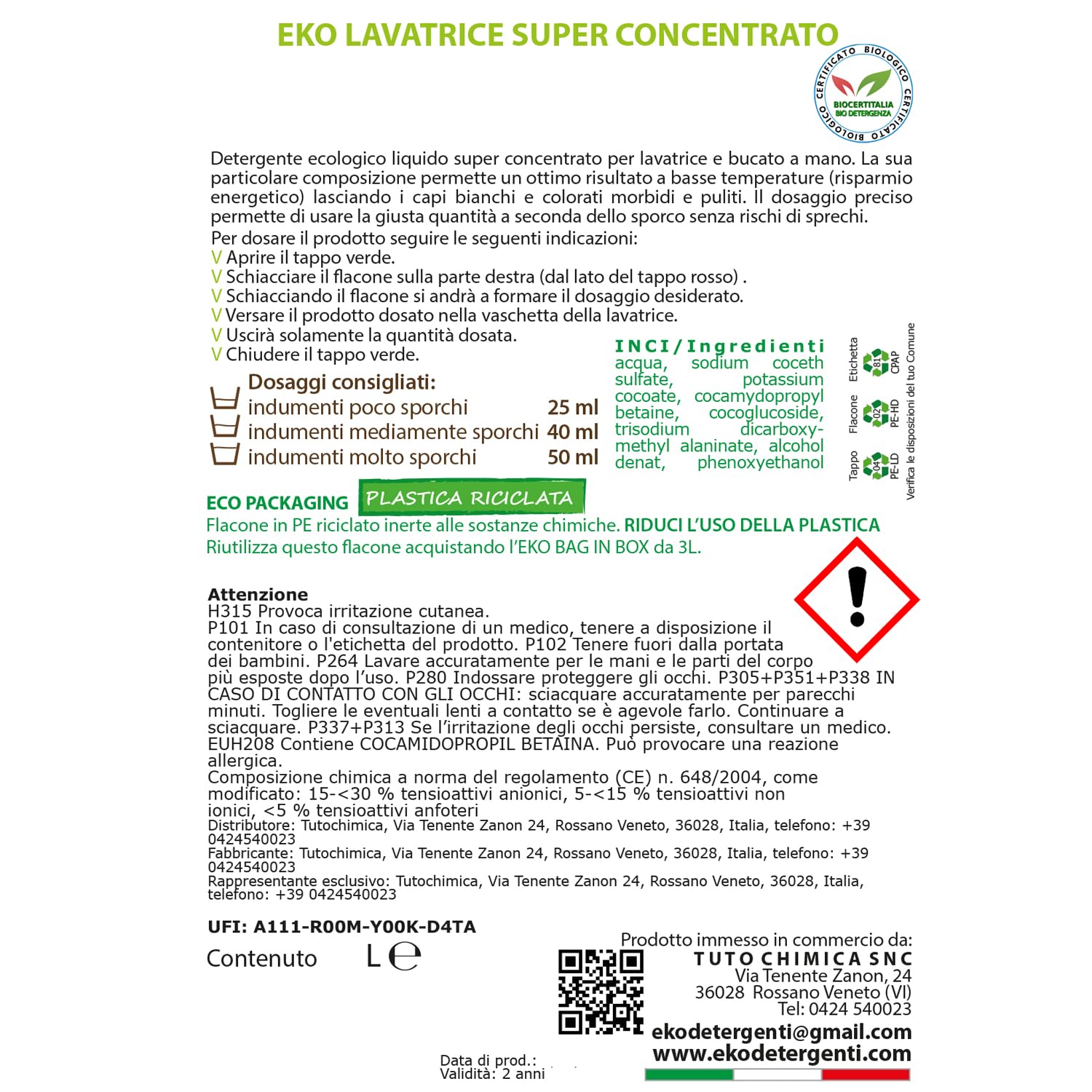 EKO Detersivo Lavatrice Ecologico Concentrato 5L – 167 Lavaggi, Senza Profumo, Ideale per Pelli Sensibili, Neonati e Bambini, Ecologico - Certificato