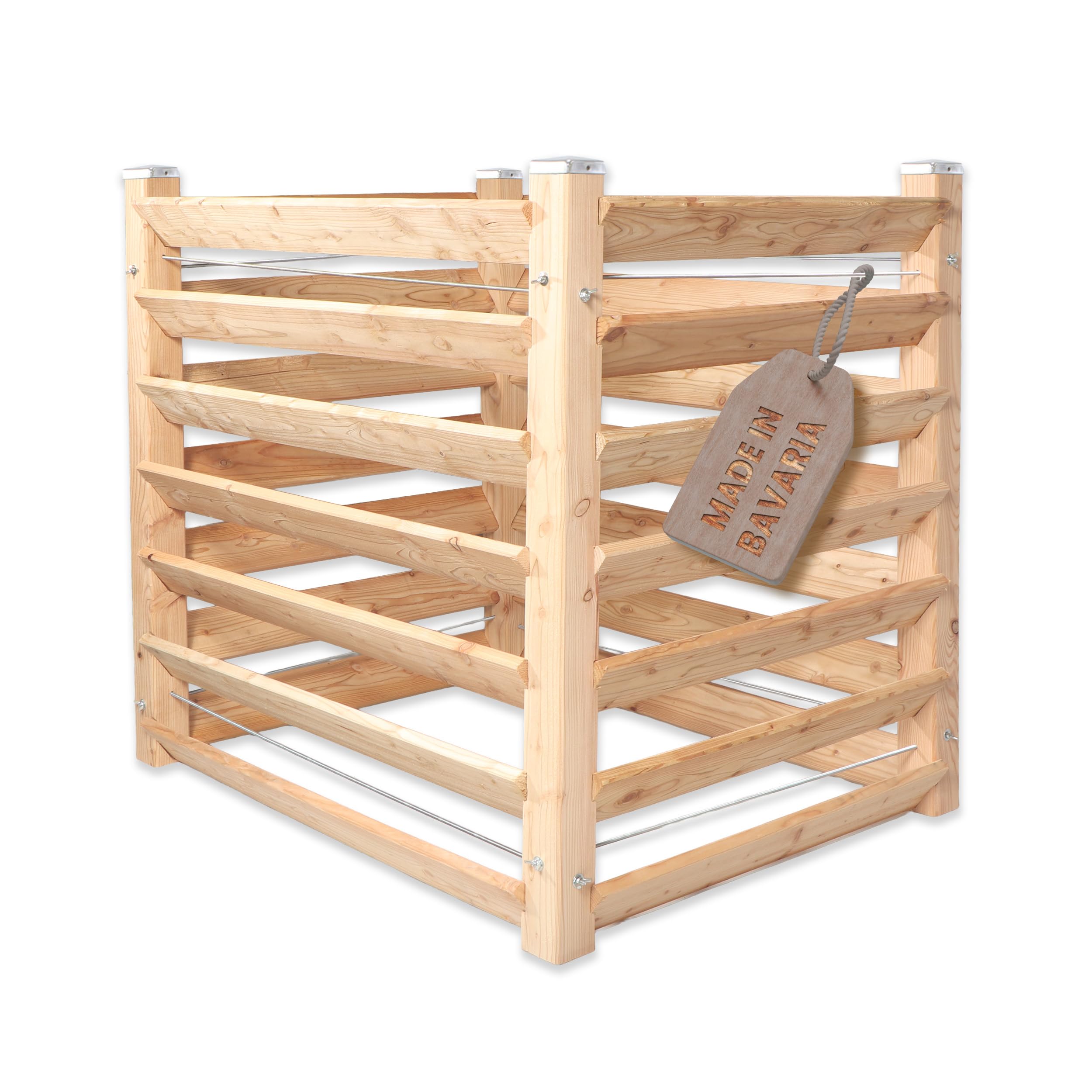 Gartenwelt Riegelsberger Moderner Komposter Single ca. 120x120 cm Höhe 100 cm aus Lärchenholz Massivholz Steckkomposter Kompostsilo Holzkomposter Stecksystem