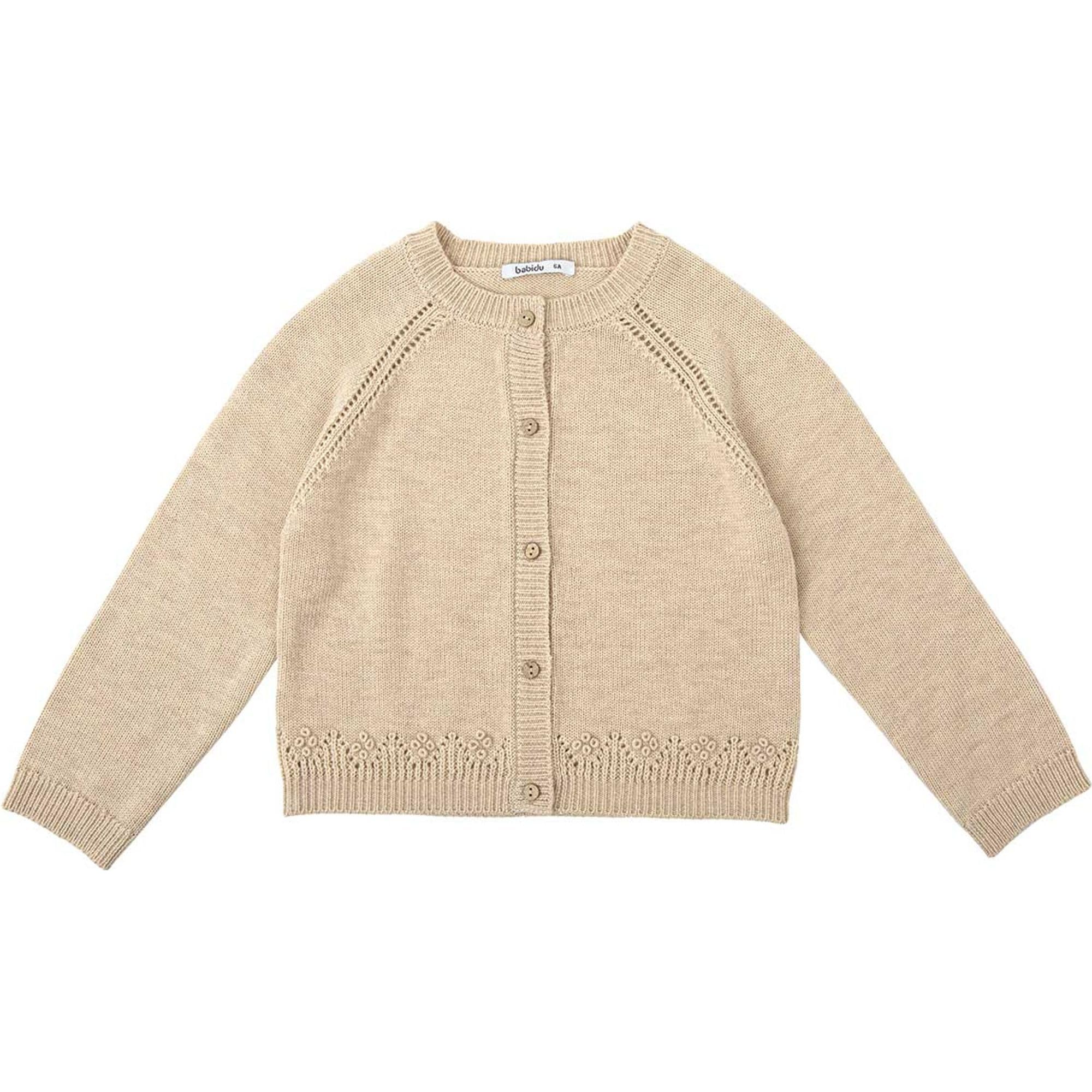 BABIDU Chaqueta Bebé de Punto con Cenefas Florales, Algodón 100% Suave, Cierre Frontal con Botones, Diseño Elegante y Atemporal, Ideal para Primavera y Verano, Ropa Infantil Ligera