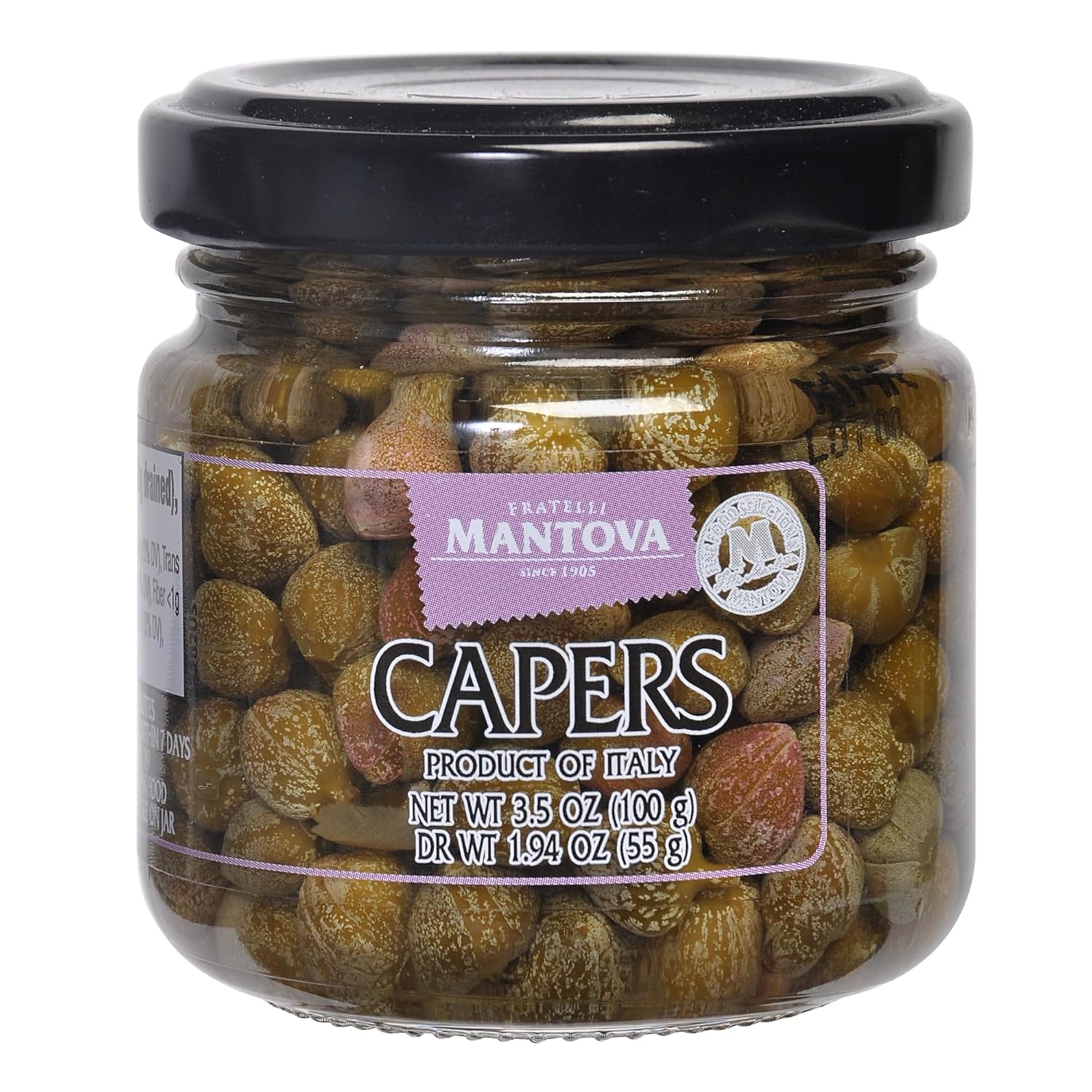 Mantova Capers in a Mild Vinegar Brine, 3.5 oz. (Pack of 3