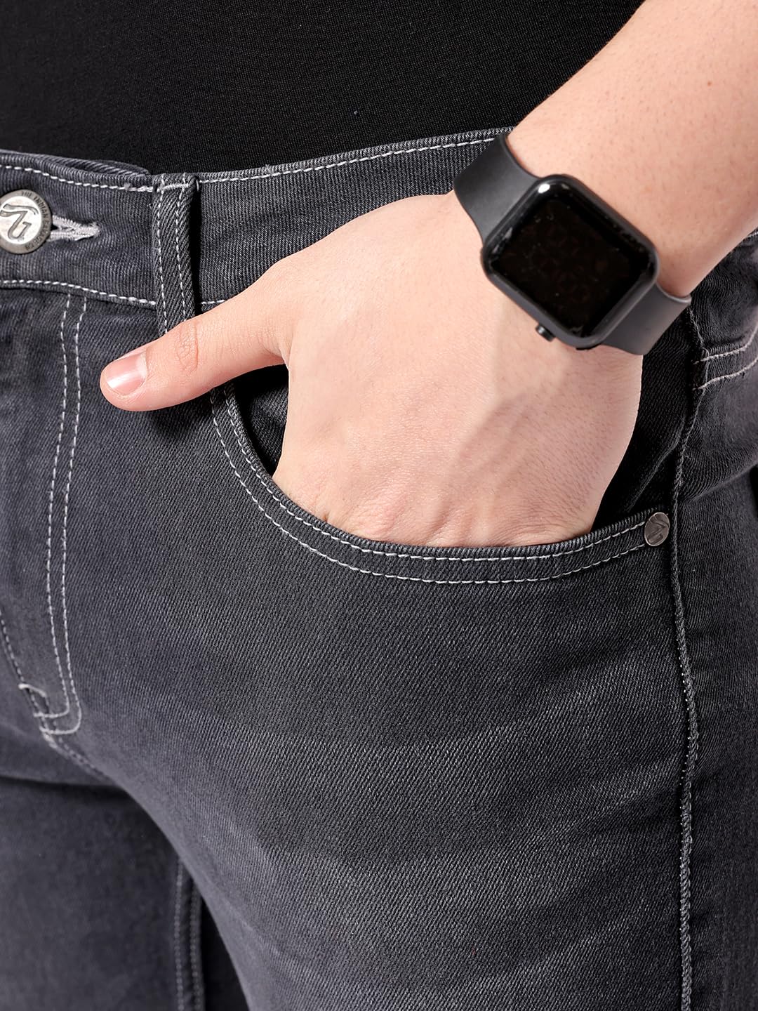 The Indian Garage Co Men Slim Fit Solid Mid-Rise Stretchable Jeans