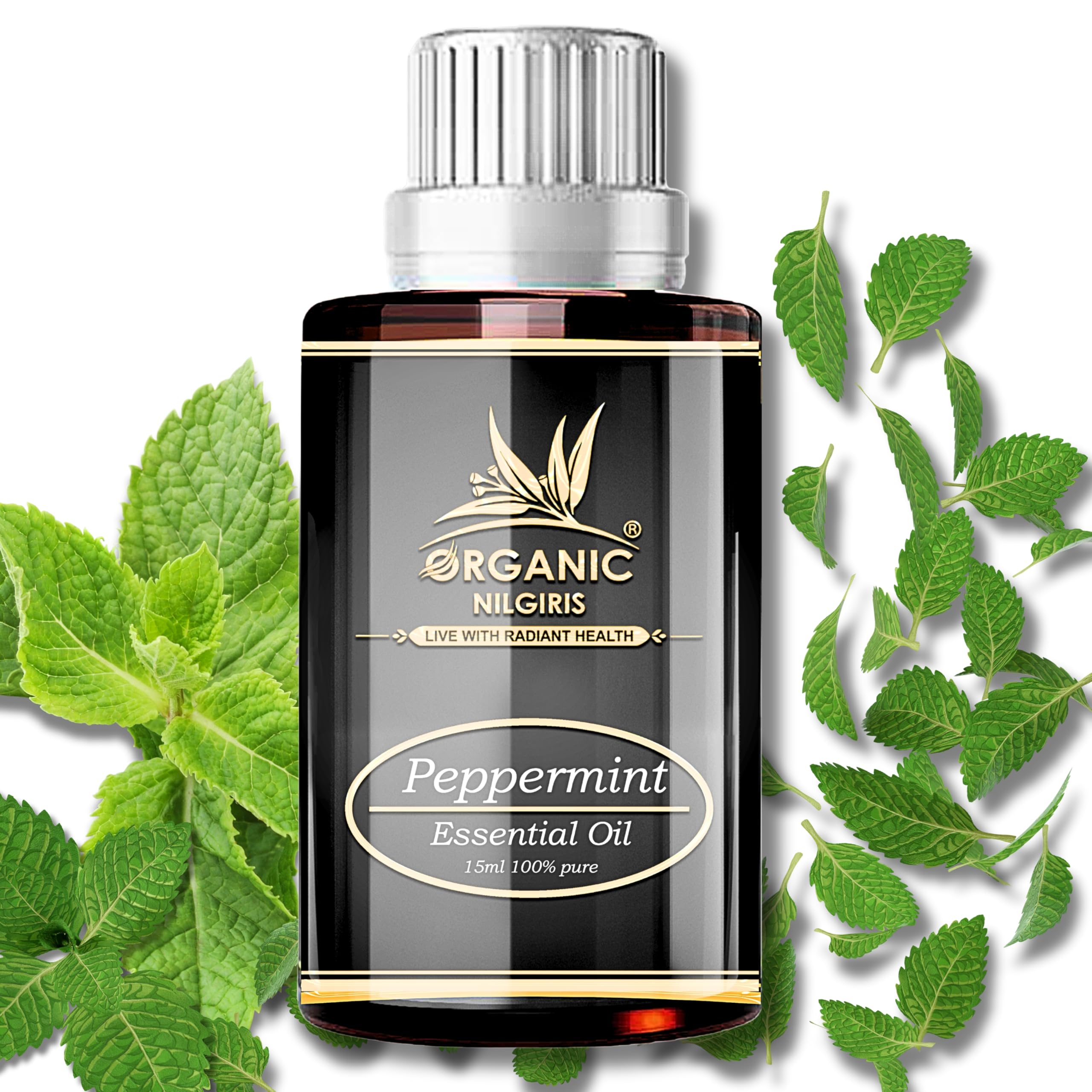 Organic Nilgiris Pure Natural Peppermint Oil – Boosts Hair Growth, Soothes Cold Symptoms & Repels Insects | Skin Care, Diffuser & Aromatherapy-15ml