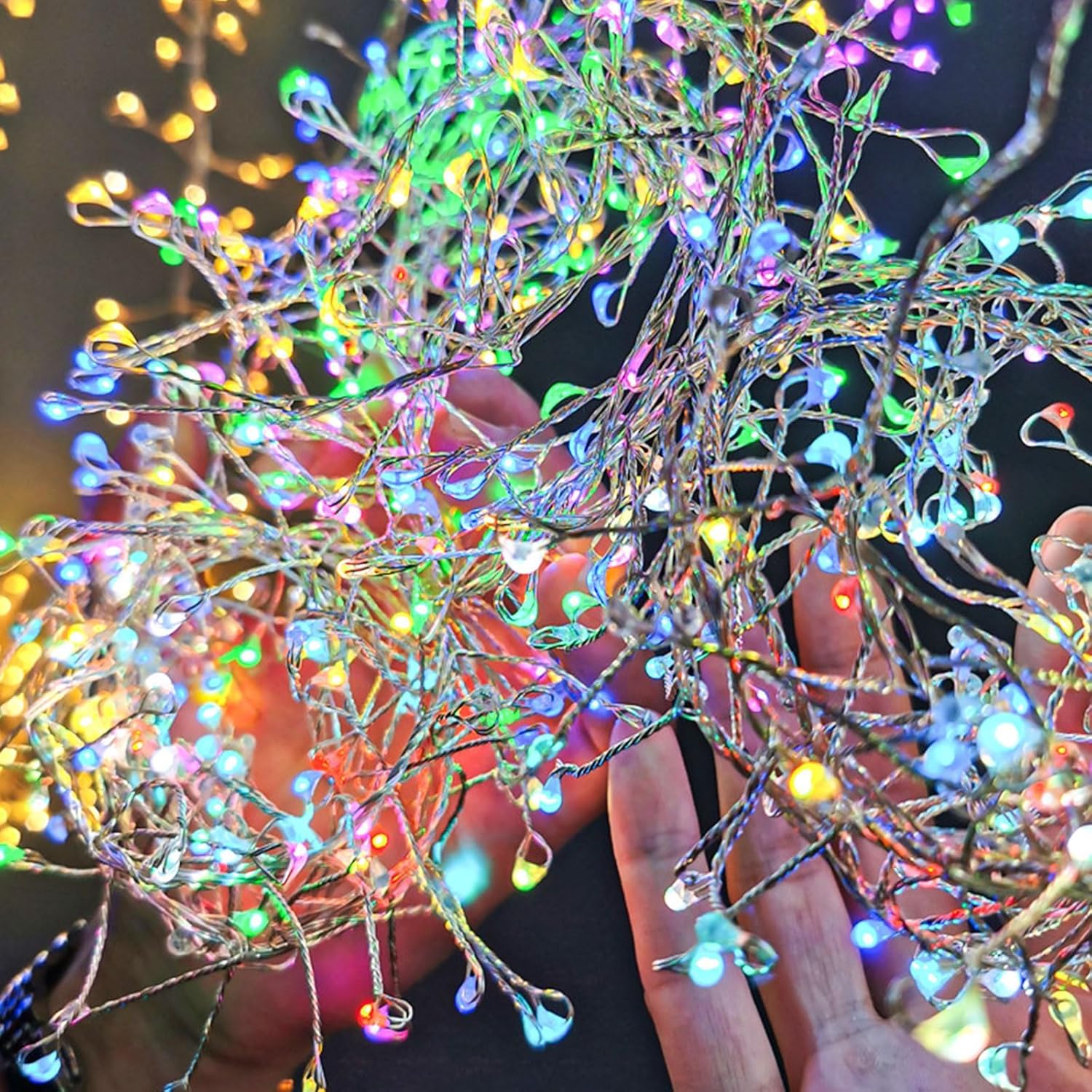 Led Copper Wire Firecracker Light String, Copper Wire Firecracker Light String, 8 Mode Plug-in, for Roof, Wedding, Party, Garden Decorations (True White, 29.52ft-300 Lights-Plug in)