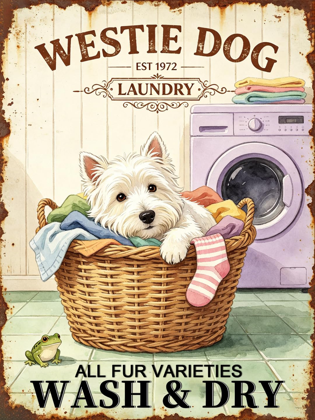 Vintage Westie Dog Laundry Tin Sign 40x60cm
