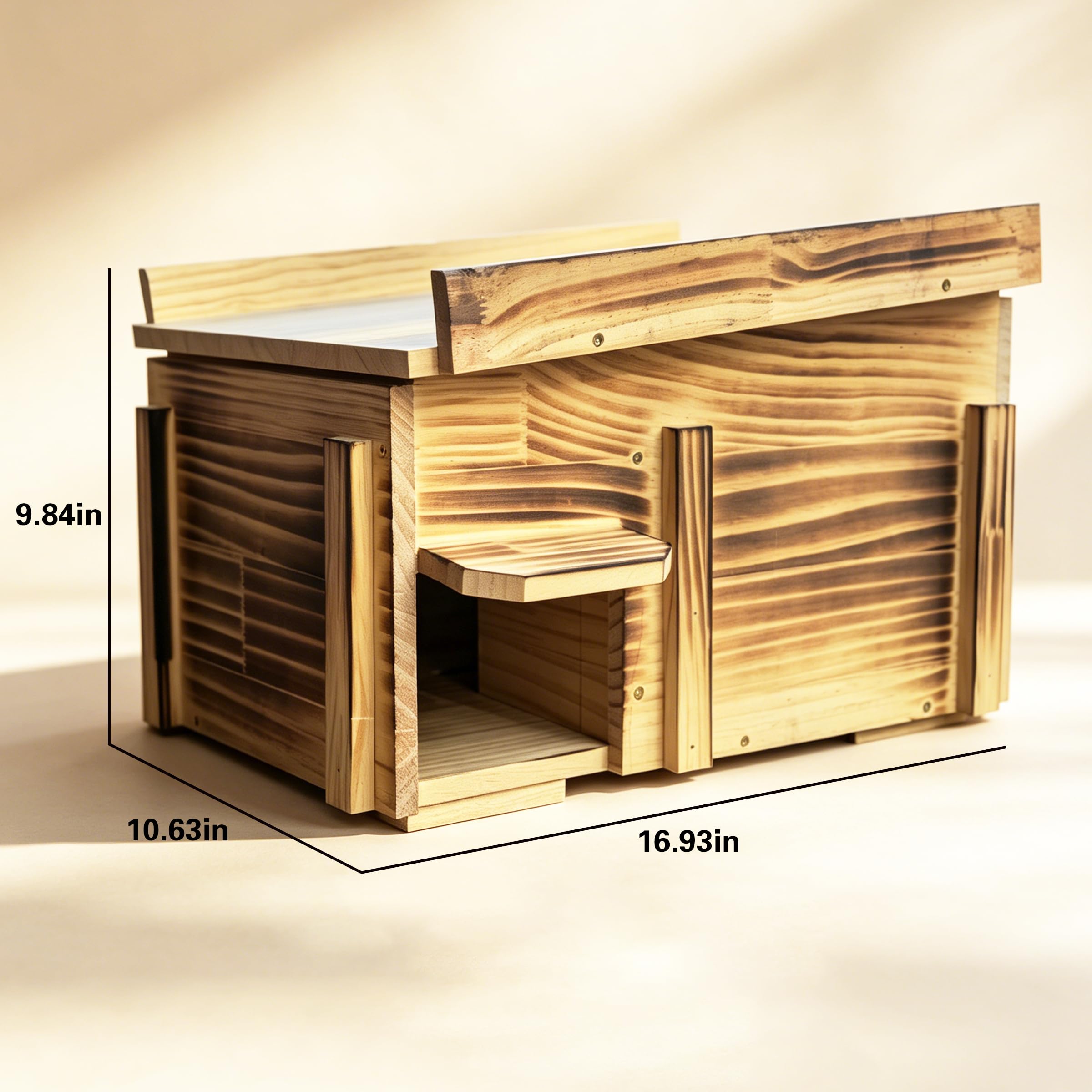 Handgefertigtes Igelhaus aus massivem Holz – großer natürlicher Nistkasten für Igel für den Außenbereich – gemütlicher Allwetter-Unterschlupf, einfache Installation für Hinterhof, Garten