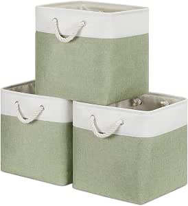 Bidtakay Cubby Storage Bins Set of 3 Fabric Baskets for Shelves Closet ...