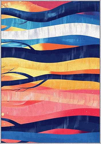 Miniatura 9 de Retro Tree Rugs 5x8 Rug Abstract Striped 70s Area Rug Washable, Retro Tree Carpet Home Room Decor Rugs for Living Room Bearoom Kitchen Dorm