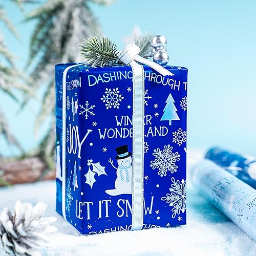 Vista 54 de WRAPAHOLIC Rollo de papel kraft de regalo de Navidad, mini rollo, 3 rollos, 17 x 120 pulgadas por rollo, colección navideña de alce de acuarela