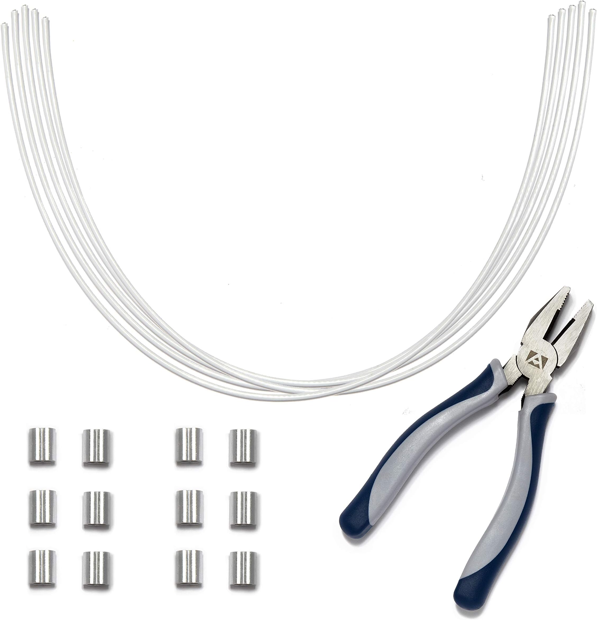 Cable Organization, DIY Tether Kit - Customizable Cable Tethers for Computers, Adapters & Dongles - Easy Self Installation Tether Cables with Free Crimping Tool (White 10 Pk, 12 inch)