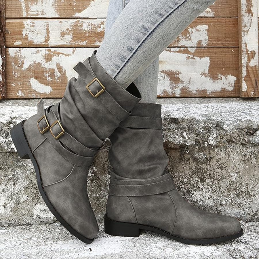 Amazon.com | SBGMoSJ Suede Slouchy Boots for Women Mid Calf