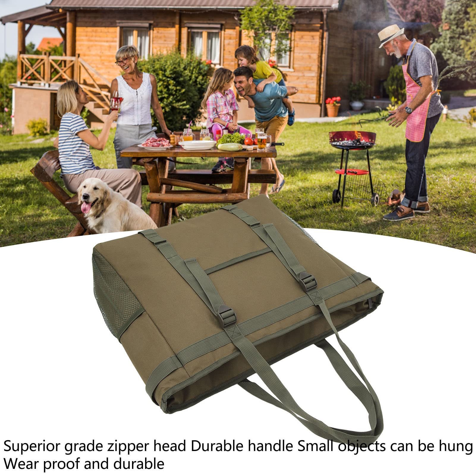 Bolsa térmica térmica duradera verde suave aislada para camping, picnic, reuniones familiares, 3 capas